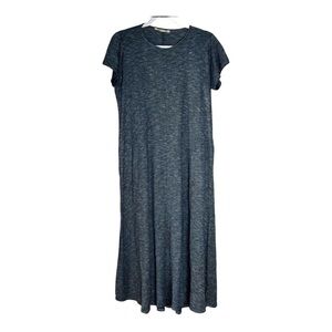 SOFT SURROUNDINGS Summer Maxi Dress M Blue Knit Short Sleeve Pockets.